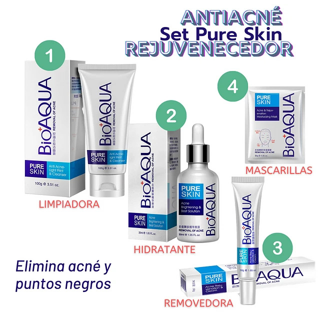 KIT ANTI ACNE BIOAQUA + CAJA DE SEGURIDA